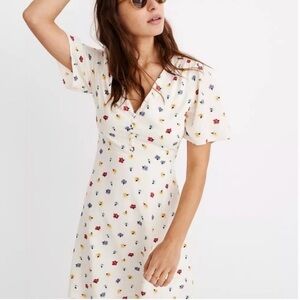 MADEWELL Orchard Flutter Sleeve Dress in Confetti Floral Size 0